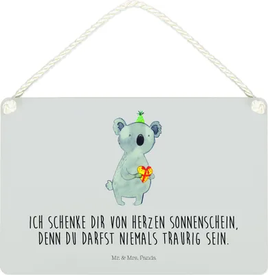Produktbild von Mr. & Mrs. Panda Holzschild Koala Geschenk DIN A4 - Grau Pastell - Party, holzbild, Geburtstag, hängeschild, Schild, Wandbild Holz, Türschild