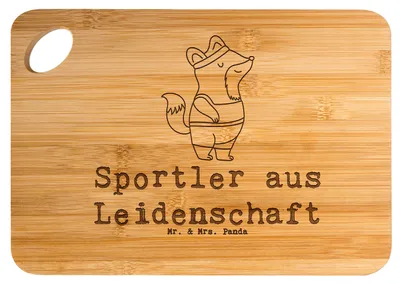 Produktbild von Mr. & Mrs. Panda Hackbrett Sportler Leidenschaft - Transparent - Geschenk, Frühstücksbrettchen, Schneidebrett, Holzbrett, Brett, vesperbrett, Frühstücksbrett