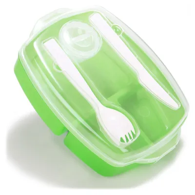 Produktbild von COM-FOUR® 4-teiliges Set Lunch-Box mit Besteck und Soßendose, Essensbox für Arbeit, Schule, Uni und Reisen, Brotdose spülmaschinengeeignet