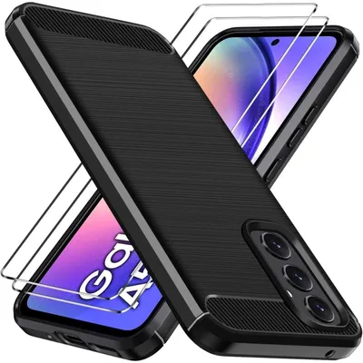 Produktbild von Schutzhülle mit 2x Panzerglas für Samsung Galaxy A54 5G, Schwarz, TPU Silikon, Militärisch Stoßfest