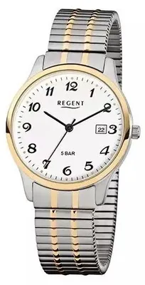 Produktbild von Regent Herren Armbanduhr F-877 Edelstahl Zugband bicolor