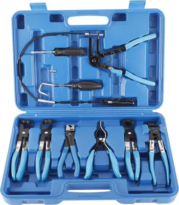 Immagine prodotto di LUXTOM | Set di pinze stringitubo, 9 pezzi, con cavo Bowden, per autoveicoli, pinze a nastro a molla, pinze stringitubo, pinze a nastro a molla