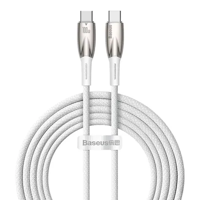 Produktbild von Baseus USB-C zu USB-C Ladekabel 2m, 100W, 5A Schnellladekabel, Weiß