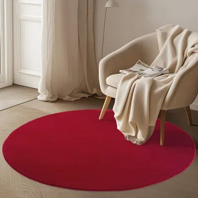 Image de Carpetsale24 Tapis Lavable à Poils Courts Antidérapant et Doux Design Uni Moderne pour Salon et Chambre à Coucher, Taille: 120 cm rond