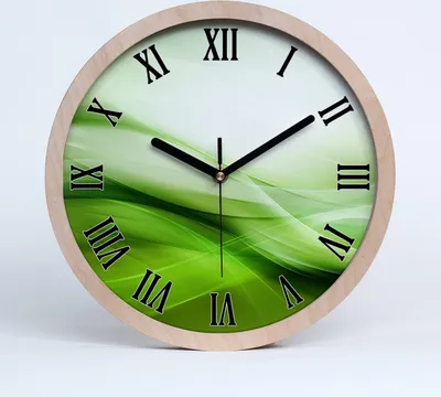 Produktbild von Holzuhr 30fi cm wanduhr - schwarze Spitzen - zieloneale Hintergrund