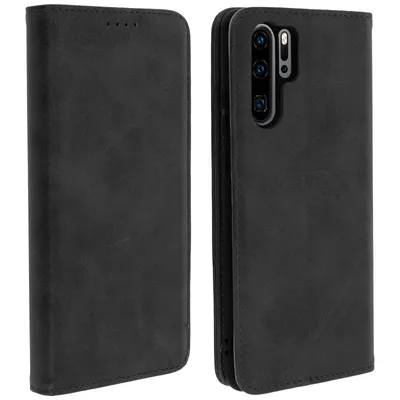 Produktbild von Avizar, Flip Cover Geldbörse, Kunstleder Klappetui für Huawei P30 Pro, Schwarz