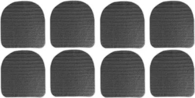 A grid of eight identical, dark gray, curved top square pads.
