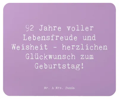 Produktbild von Mr. & Mrs. Panda Mousepad Spruch 92. Geburtstag - Lavendeltraum - Geschenk, Lebenserfahrung, pc, Lebensweise, computermatte, Freude, Happy Birthday, Erinnerungen feiern