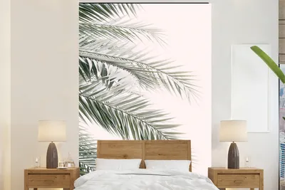 Obrázek produktu pro MuchoWow® fototapeta do obývacího pokoje nebo ložnice tapeta na zeď vinylový motiv tapety rostlina - zelená - příroda - bílá - 145x220 cm - dekorace na zeď