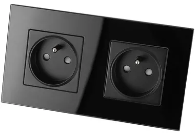 Produktbild von MIUUN Glas Doppelsteckdose Schwarz mit Rahmen