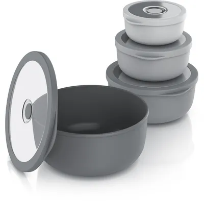 Produktbild von Arendo Schüssel Set mit Deckel, Salatschüssel, Rührschüssel, spülmaschinengeeignet, BPA-frei, 0,35 L / 0,65 L / 1,2 L / 2,0 L