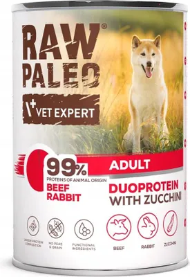 Zdjęcie produktu dla RAW PALEO Duoprotein Beef & Rabbit Adult - mokra karma dla psów - 400g