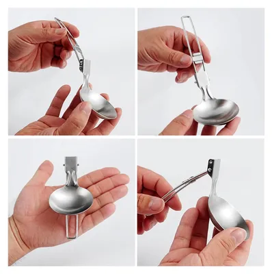 Produktbild von Camping-Skimmer-Schöpfkelle – Zusammenklappbarer Edelstahl, Tragbare Siebkelle Mit Klappbarem Griff, Outdoor-Küchenausrüstung