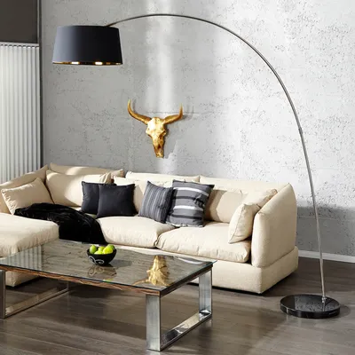 Obrázek produktu pro Stojací lampa 215 cm E27 černá chromovaná kovová retro stojací lampa
