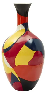 Image de Vase Rubic multicolore en résine à décor abstrait 29x59 cm