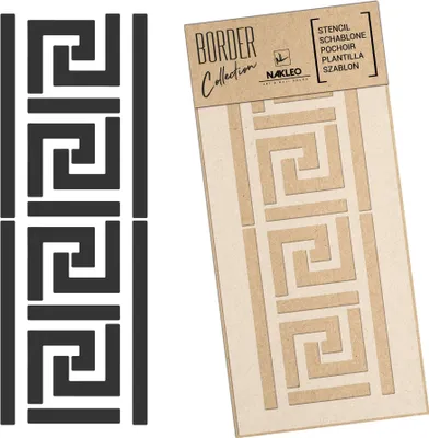 Produktbild von Bordüre Schablone zum Malen 21x45 cm, Geometrische Symmetrie Ornament Muster, Kunstoff Wiederverwendbare Wandchablone, Handwerk DIY Dekoration