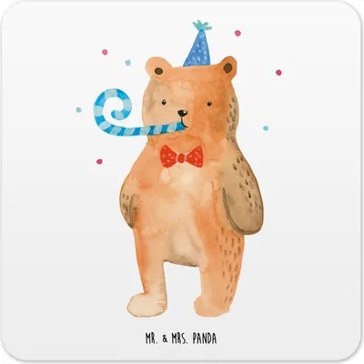 Produktbild von Mr. & Mrs. Panda Tischuntersetzer Bär Geburtstag 6er Set - Weiß - Geschenk, Untersetzer für Gläser, Tisch, Happy Birthday, Coaster, Alles Gute, Teddy, Tassen, Glückwunsch