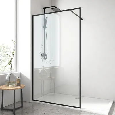 Produktbild von EMKE Duschwand walk in Duschabtrennung Duschtrennwand Dusche Sicherheitsglas Duschtrennwand Seitenwand 100x200cm eckeinstieg Stabilisator