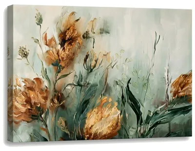 Obrázek produktu pro Abstraktní květinové uskupení – obraz na plátně do obýváku 120x80 cm, ručně dotažený | Papilora