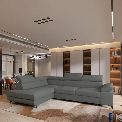 Produktbild von Masseno Ecksofa FAVIEN L-S mit Schlaffunktion L-Form, Sofa mit Bettkasten, Wohnzimmersofa, Couch, Soffa, Bettsofa, Couchgarnitur- Grau, QUELLE 92