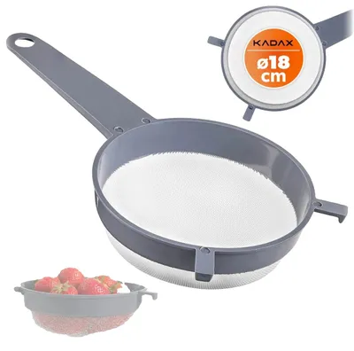 Image de Passoire de cuisine, en plastique durable, diamètre de 18 cm, manche ergonomique, maille fine, polyvalente