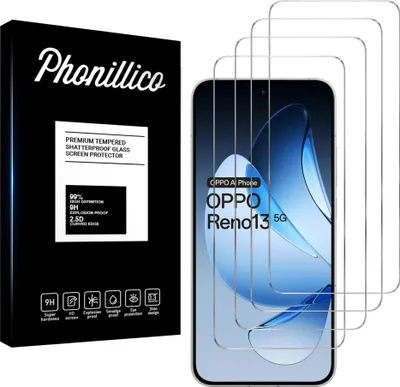 Image de Verre trempé pour Oppo Reno 13 5G [4 pièces] Film de protection d'écran anti-rayures verre résistant Phonillico®