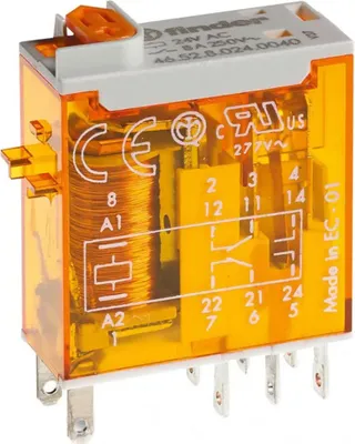 Produktbild von Finder Miniatur-Steckrelais 46.52.8.230.0040 - Steckrelais 2 Wechsler für 8 A/250 V AC - Spulendaten: 230 V AC