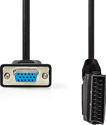 Produktbild von Nedis SCART-Kabel - SCART Stecker - VGA Buchse - Vernickelt - 480p - 2.00 m - Rund - PVC - Schwarz - Label