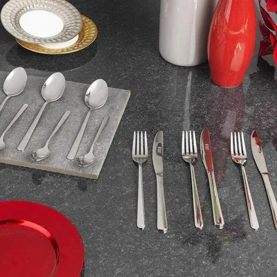Produktbild von Famanu Besteckset 16-teilig - Spiegelpoliertes Edelstahl, Spülmaschinenfest