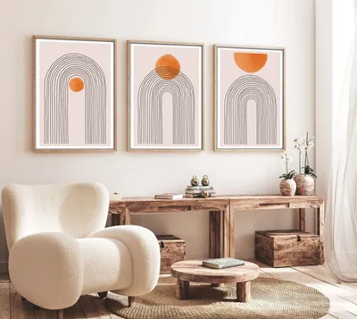 Produktbild von Wallity, Dekoratives gerahmtes MDF-Gemälde (3 Teile), 30 x 40 cm | 100% MDF (3 mm), Rahmen: 100% MASSIVHOLZ (2,5 cm) | Stilvolle Wanddekoration für jedes Zuhause.