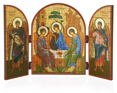 Ikonen-Triptychon Heilige Dreifaltigkeit Holz 25x16 cm