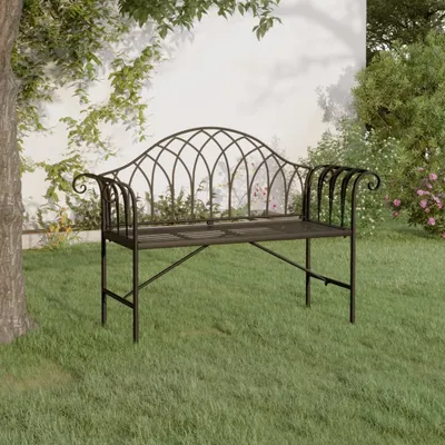 Zdjęcie produktu dla The Living Store 2-osobowa ławka ogrodowa 128 cm stal czarna