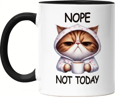 Produktbild von Nope Not Today Tasse Schwarz Katze Lustig Süß Geschenkidee für Morgenmuffel