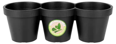 Image de Pot de fleurs en plastique à trois niveaux - 39,5 cm - Noir