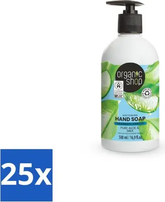 Obrázok produktu pre Organic Shop - Mydlo na ruky s aloe a mliekom - upokojujúce a hydratačné - 500 ml - hodnotné balenie - 25 tyčiniek