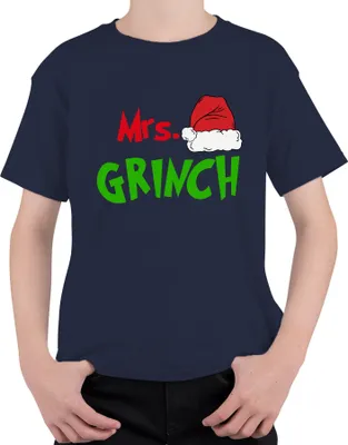 Produktbild von Mrs Grinch Familie Ehepaare Frau Partneroutfit - Weihnachten Christmas Xmas Uni Kinder T-Shirt, Navy, 128