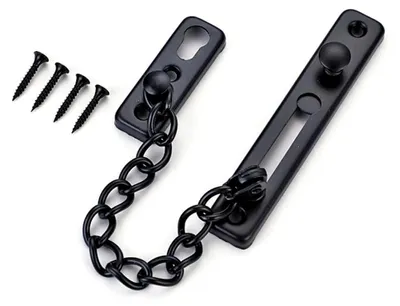 Produktbild von Kettenschlösser für Innentüren, Sicherheits-Türschloss aus Edelstahl mit Kette, Anti-Blockier-Schnalle, Türriegel mit Schraube (Schwarz)