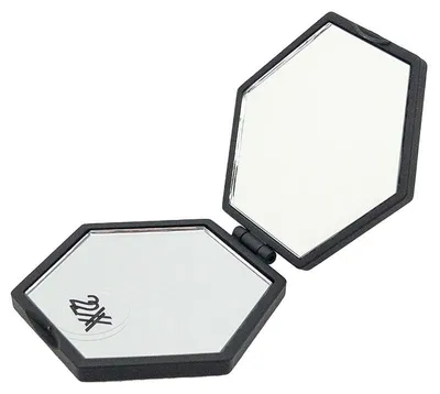 Immagine prodotto di Specchio compatto UNIQ Mini esagonale - Nero, ingrandimento 2x