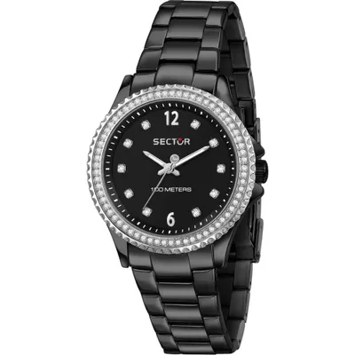 Produktbild von Sector Damen Analog Uhr Fashion Edelstahl Armbanduhr schwarz USE53161535