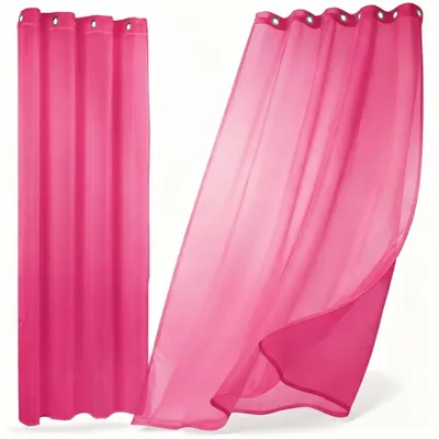 Image de Rideau Beautex Dolly transparent, au choix avec fixation à fronces ou à œillets, taille et couleur au choix, 140 x 240 cm, fuchsia