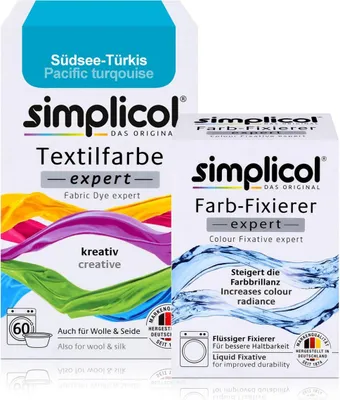 Produktbild von Simplicol Textilfarbe expert Südsee-Türkis 150g & Farb-Fixierer Expert 90ml