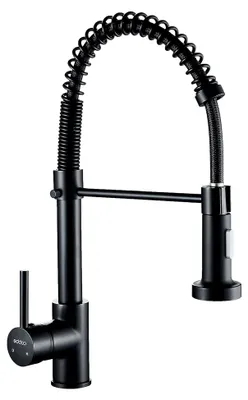 Produktbild von Küchenarmatur mit Pull-Down Sprüher, 2 Sprühfunktionen, 360° drehbar, Hochdruck Mischbatterie (Schwarz)