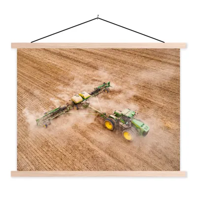 Produktbild von MuchoWow® Textilposter Traktor - Feld - Bauernhof - Landwirt - Grün 120x90 cm mit holzfarbenen Rahmen - Magnetisch