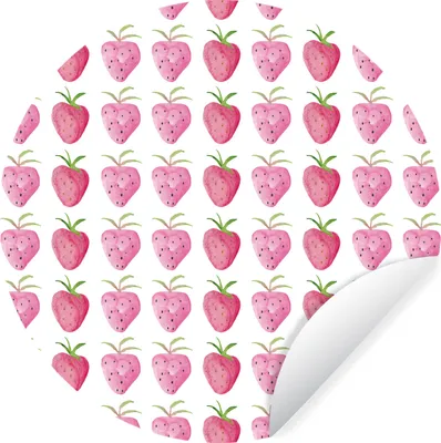 Produktbild von MuchoWow® Runde Wandtattoo - Wandsticker Tapete Aufkleber Erdbeere - Schablonen - Aquarell Ø 100 cm Selbstklebend und Repositionierbar - Wandaufkleber - Kreis - Tapetenkreis - Wandbild rund - Schlafzimmerdekoration - Wanddeko - runde Tapete - Kunst für zu Hause