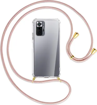 Produktbild von Handykette Backcover-Schutzhülle mit Band (Metall goldfarben) für Xiaomi Redmi Note 10 Pro / Pro Max - roségold