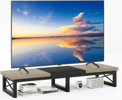 Image de Armoire TV Table 114 cm avec 2 rangements Support TV court jusqu'à 60 pouces