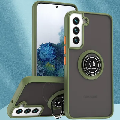 Produktbild von Samsung S22 5G Hülle, Ring Halter Ständer Matte Transluzent TPU Rahmen Stoßfest Schutzhülle für Samsung Galaxy S22 5G Grün