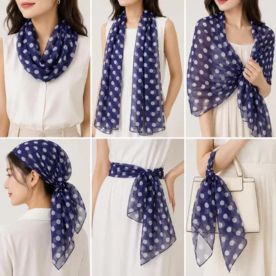 Produktbild von Chiffon Schal mit Punkten, 160 x 50 cm, Seidenschal für die Kleidung
