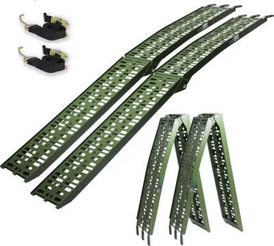 Produktbild von TRUTZHOLM 2 x Auffahrrampen klappbar 228 cm Traglast 680 kg Alu oliv gelocht Rampen Motorradrampen