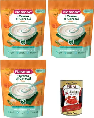 Produktbild von 3x Plasmon Crema di Riso, 200g + Italian Gourmet polpa 400g